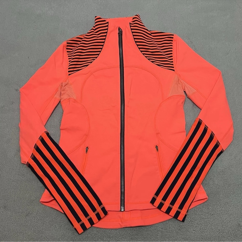 Lululemon Jacket Womens 8 Full Zip Long Sleeve Pockets Orange Athletic